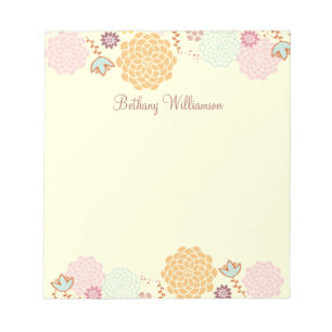 Feminine Fancy Modern Floral Personalised Notepad