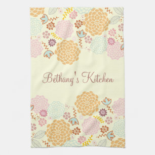 Feminine Fancy Modern Floral Tea Towel