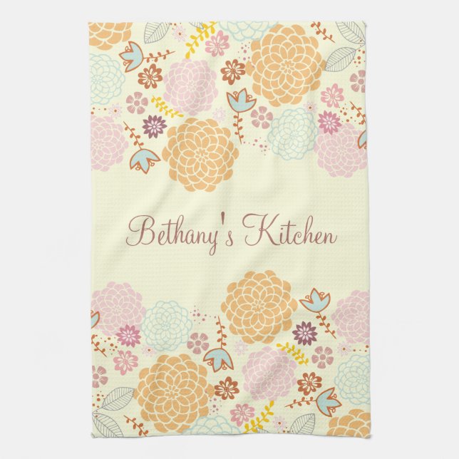 Feminine Fancy Modern Floral Tea Towel (Vertical)