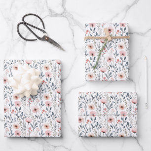 Feminine Farmhouse Floral Wrapping Paper Sheet