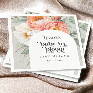 Feminine Floral Baby in Bloom Baby Shower Napkin
