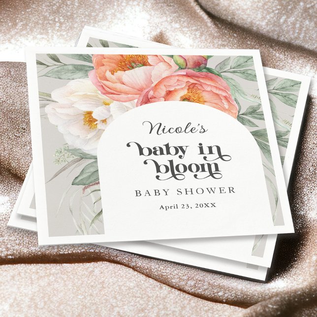 Feminine Floral Baby in Bloom Baby Shower Napkin (Creator Uploaded)