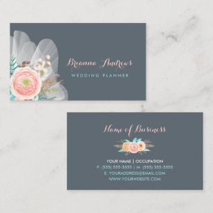 Feminine Floral Bouquet Elegant Wedding Planner Business Card