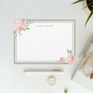 Feminine Floral Classic Sage Border Card