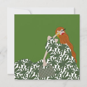 Feminine Floral Fashion Illustration Art Card