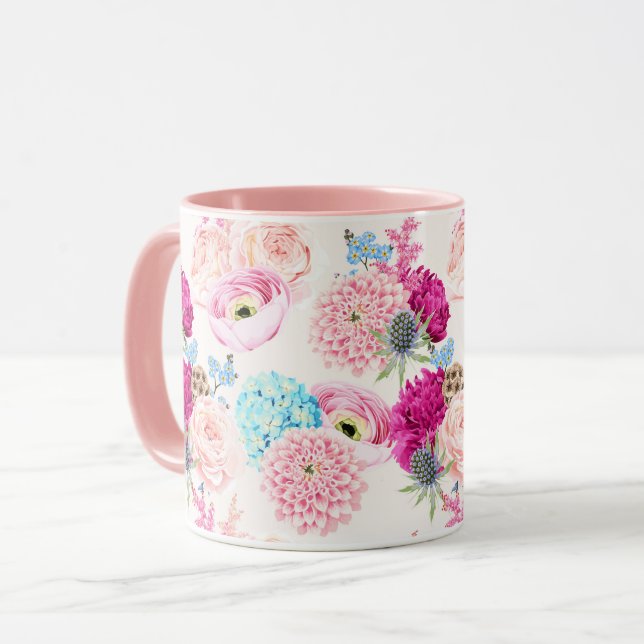 Feminine Floral Pattern Mug (Front Left)