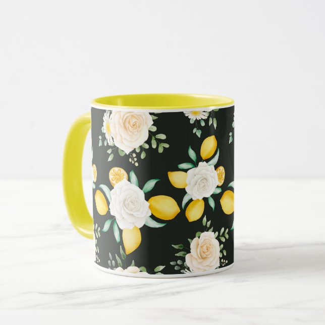 Feminine Floral Pattern Mug (Front Left)