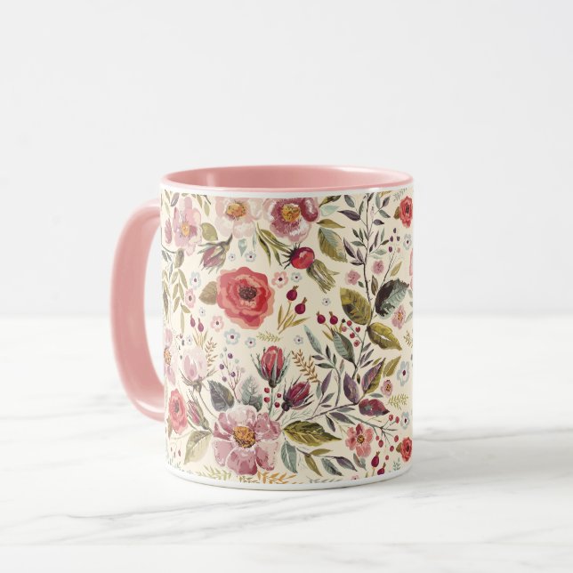 Feminine Floral Pattern Mug (Front Left)