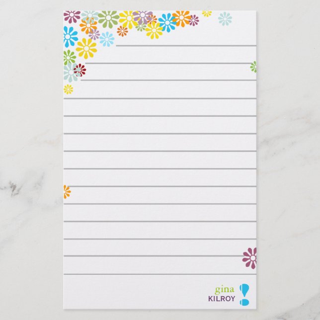 Feminine Floral Personalised Stationary Stationery (Front)
