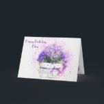Feminine floral watercolor birthday card<br><div class="desc">This is such a pretty and feminine image of a pot of purple and white flowers. An ideal card for the woman in your life who loves flowers and or gardening. The internal image can be used for framing. This is easy to customise but if you have any problems you...</div>
