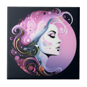 "Feminine Flourish" Women's Beauty Ceramic Tile