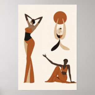 Feminine Flow   Modern Abstract Woman Figure Wall  Poster