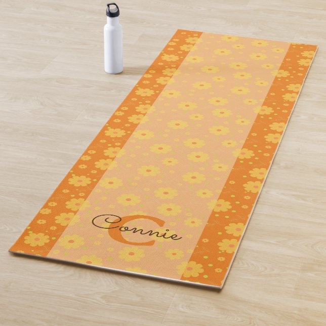Feminine Flowers  Floral Pattern Monogram Yoga Mat (In Situ)