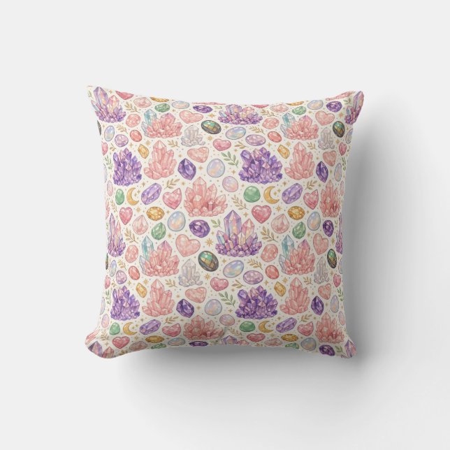 Feminine Gemstone Seamless Pattern Cushion (Front)