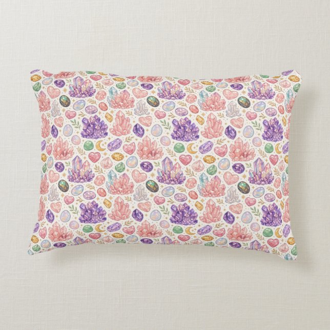 Feminine Gemstone Seamless Pattern Decorative Cushion (Back)