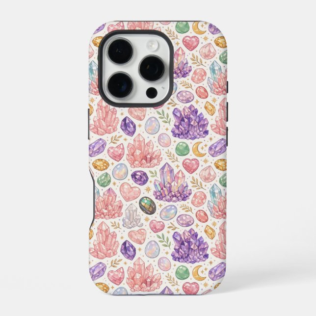 Feminine Gemstone Seamless Pattern iPhone Case (Back)