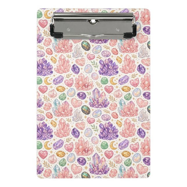 Feminine Gemstone Seamless Pattern Mini Clipboard (Front)