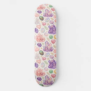 Feminine Gemstone Seamless Pattern Skateboard