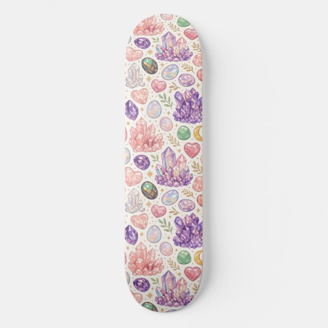Feminine Gemstone Seamless Pattern Skateboard (Front)