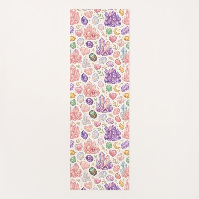 Feminine Gemstone Seamless Pattern Yoga Mat (Front)