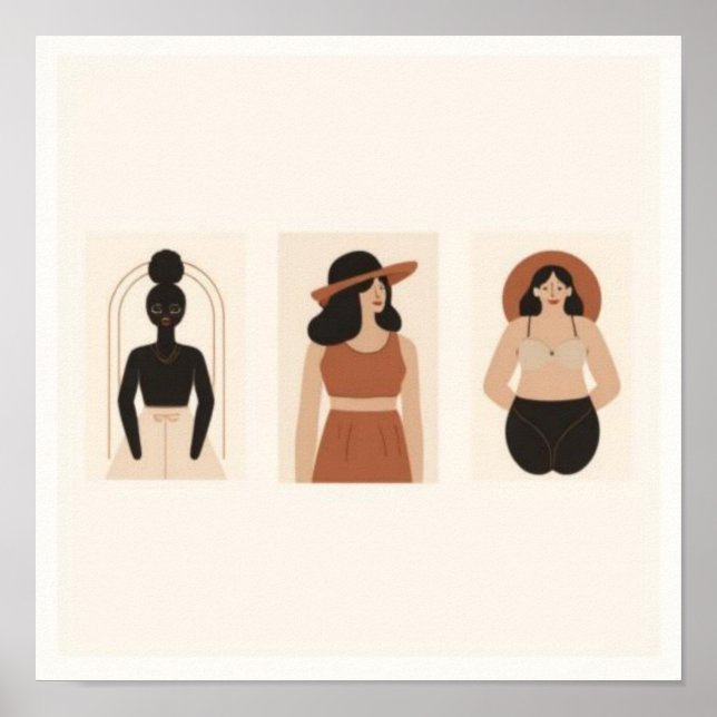 Feminine Geometric Line Art Set XC Poster (Front)