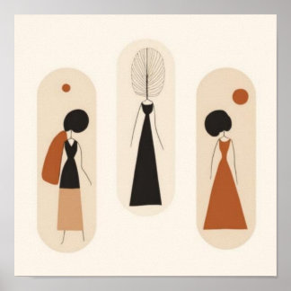 Feminine Geometric Line Art Set XL Poster