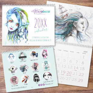 Feminine girly Original illustrations art Artist Calendar