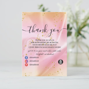 Feminine Gold and Pink Glitter Thank You Card