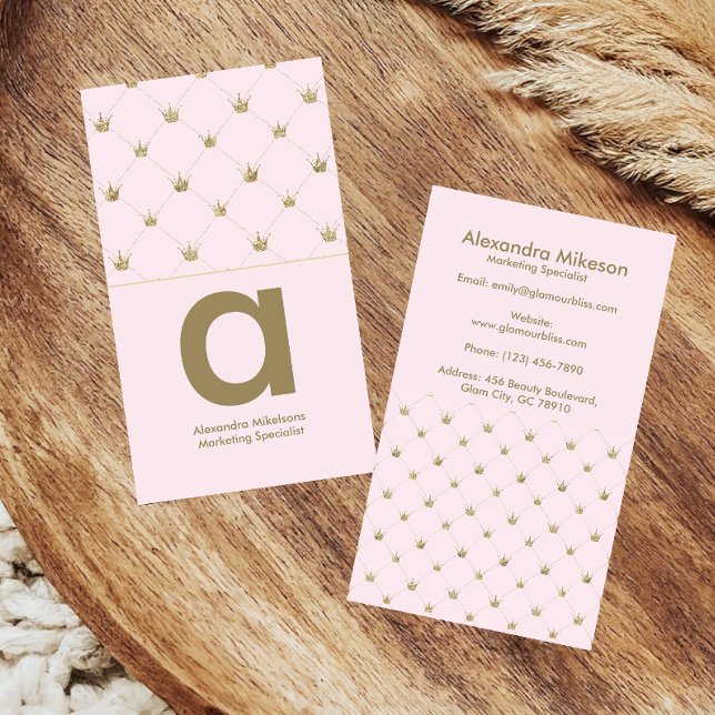 Feminine Gold Crown Chic Business Card (Creator Uploaded)