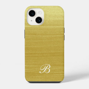 Feminine Gold Paint with Initial Monogram iPhone 14 Case