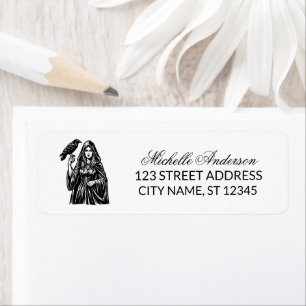 Feminine Gothic Witch and Raven Return Address Label