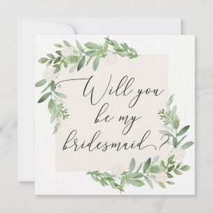 Feminine greenery and blush bridesmaid card