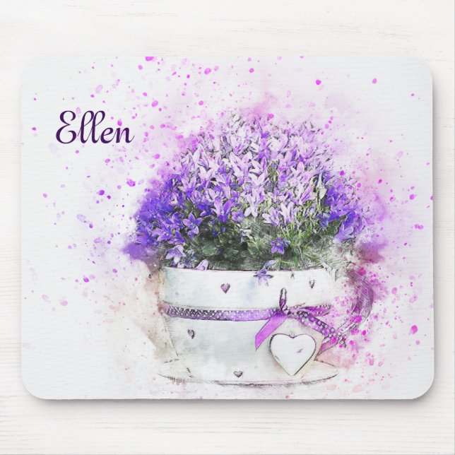 Feminine, lavender and purple flowers bouquet mouse pad (Front)