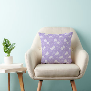 Feminine Lavender Lilac Blossom Floral Pattern Cushion