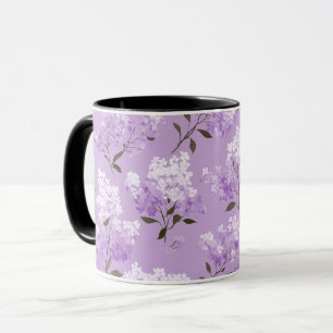 Feminine Lavender Lilac Blossom Floral Pattern Mug