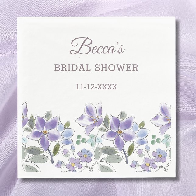 Feminine Lilac Flowers Bridal Shower Napkin (Creator Uploaded)