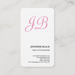 Feminine Linen Monogrammed Minimalist Modern Plain Business Card