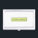 Feminine Logo | Green | Professional Branding Business Card Holder<br><div class="desc">Make a great impression with this beautiful and girly business card holder. Minimal design features a lime green rectangle with a black geometric border with your name or business name in the centre in modern black lettering This design is part of a "Feminine Branding"collection, matching letterhead, envelopes, business card, stickers...</div>