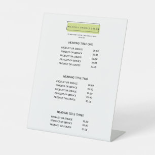 Feminine Logo Green Salon Spa Price List Pedestal Sign
