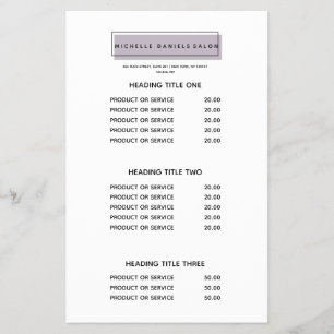 Feminine Logo   Lavender   Spa  Pricing & Services Flyer