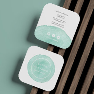 Feminine logo professional turquoise social media square business card