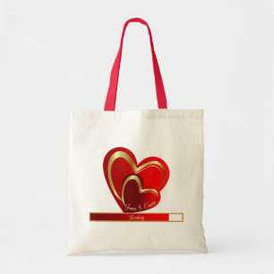Feminine Love Loading Red Heart Personalised Bride Tote Bag