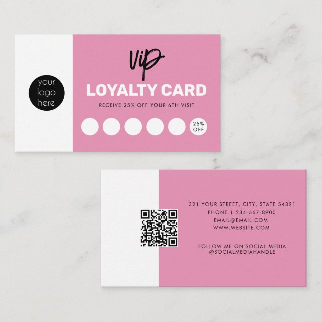 Feminine Loyalty Card Customer Punch Rewards Card (Front/Back)