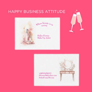  Feminine MakeUp Brush Minimalist Makeup Artist  Business Card