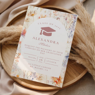Feminine Meadow Floral Graduation Invitation