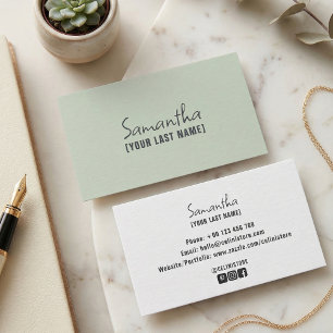 Feminine Minimalist Business Card Dusty Sage
