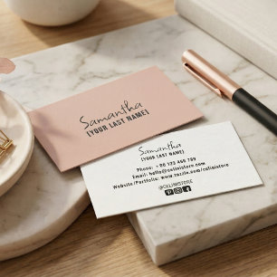 Feminine Minimalist Business Card Rose Beige