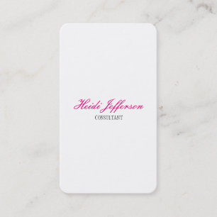 Feminine Minimalist Handwriting White Simple Plain Business Card