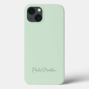 Feminine Minimalist Mint Green Script Custom Name iPhone 13 Case