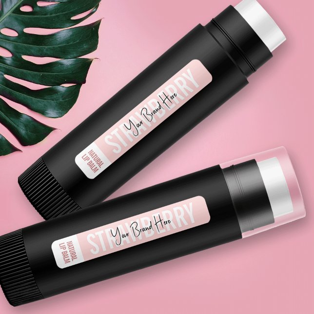 Feminine Modern Blush Pink Lipstick Lip Balm Tube (Feminine blush pink lip balm or lip gloss tube packaging stickers)